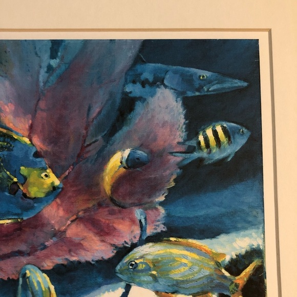 Artist Signed Watercolor Print - Rich Colors Intense Light - Bahama Fish Ocean - Picture 4 of 11